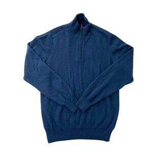 State Cashmere Quarter 1/4 Zip Mock Neck Pullover Polo Sweater Navy Blue size XL